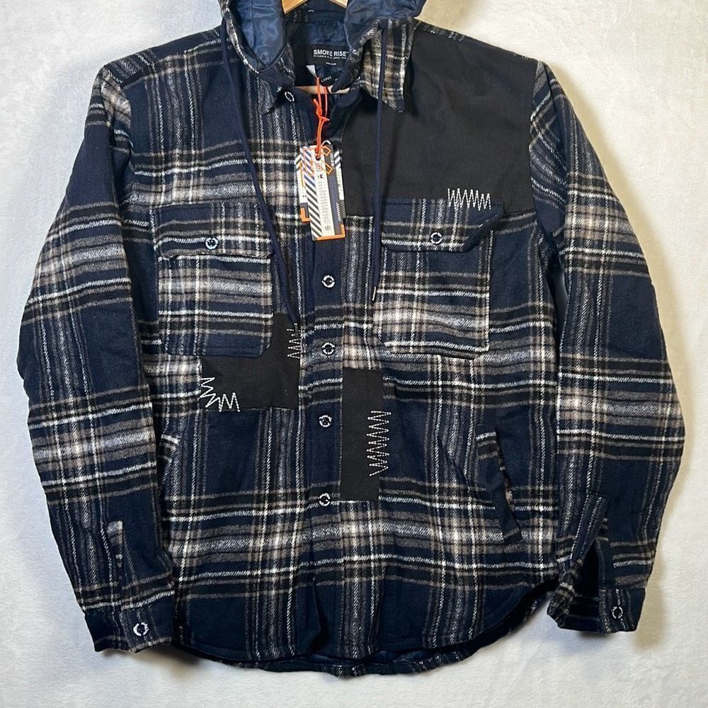 SMOKE RISE TIMBER HOODED PLAID FLANNEL NWT -LARGE - Picture 2 of 7